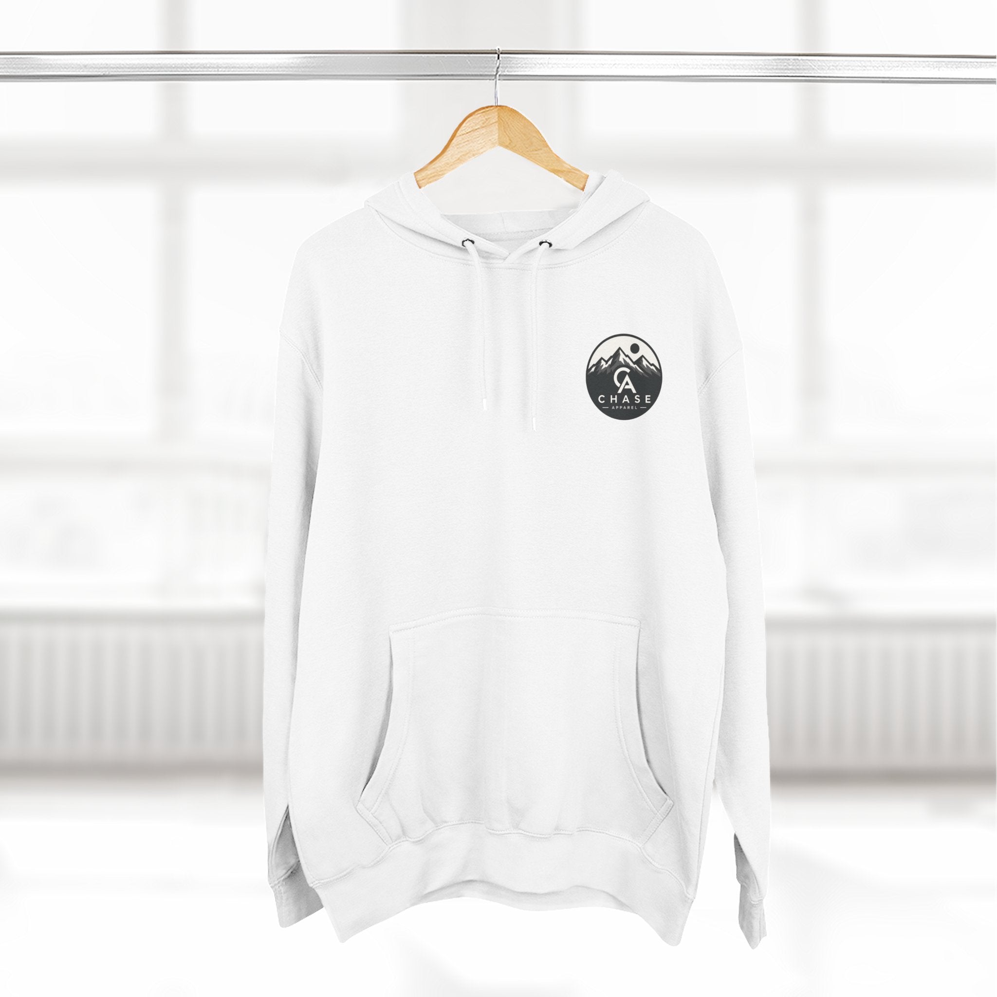 Adventure Mountain Logo Hoodie — Minimal Outdoor Graphic Fleece Pullover