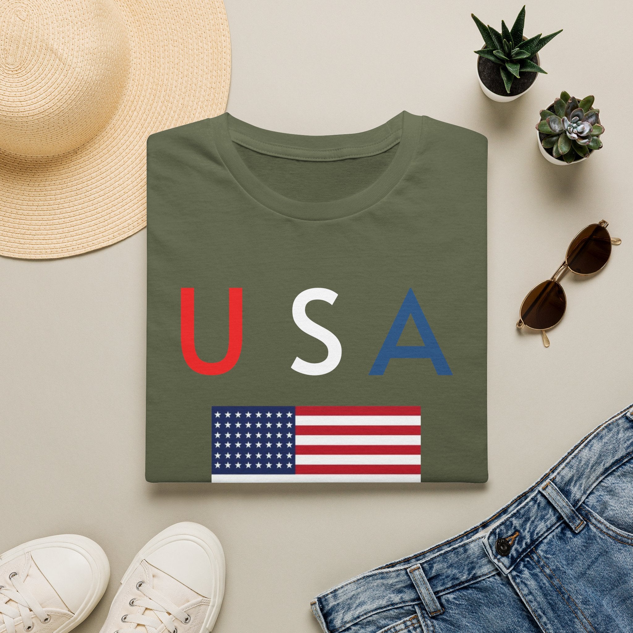 USA Flag Tee — Patriotic U A Graphic T-Shirt