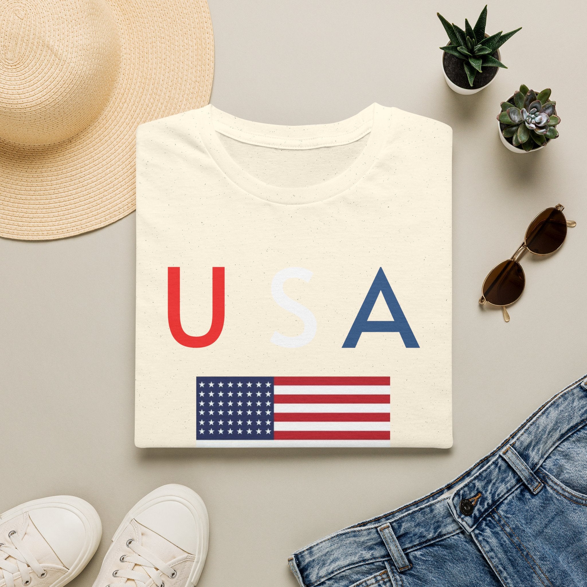 USA Flag Tee — Patriotic U A Graphic T-Shirt