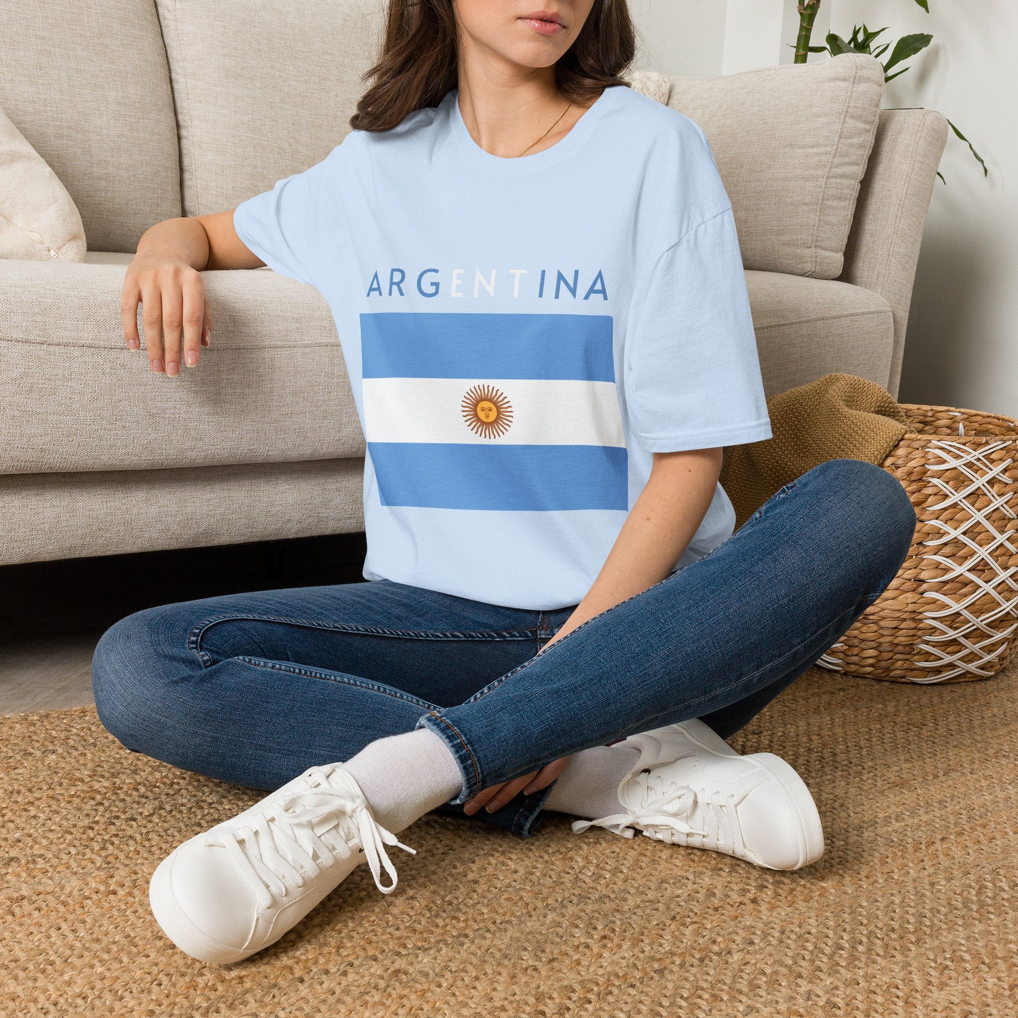 Argentina Flag T-Shirt — Retro Blue White Sun Soccer Fan Tee