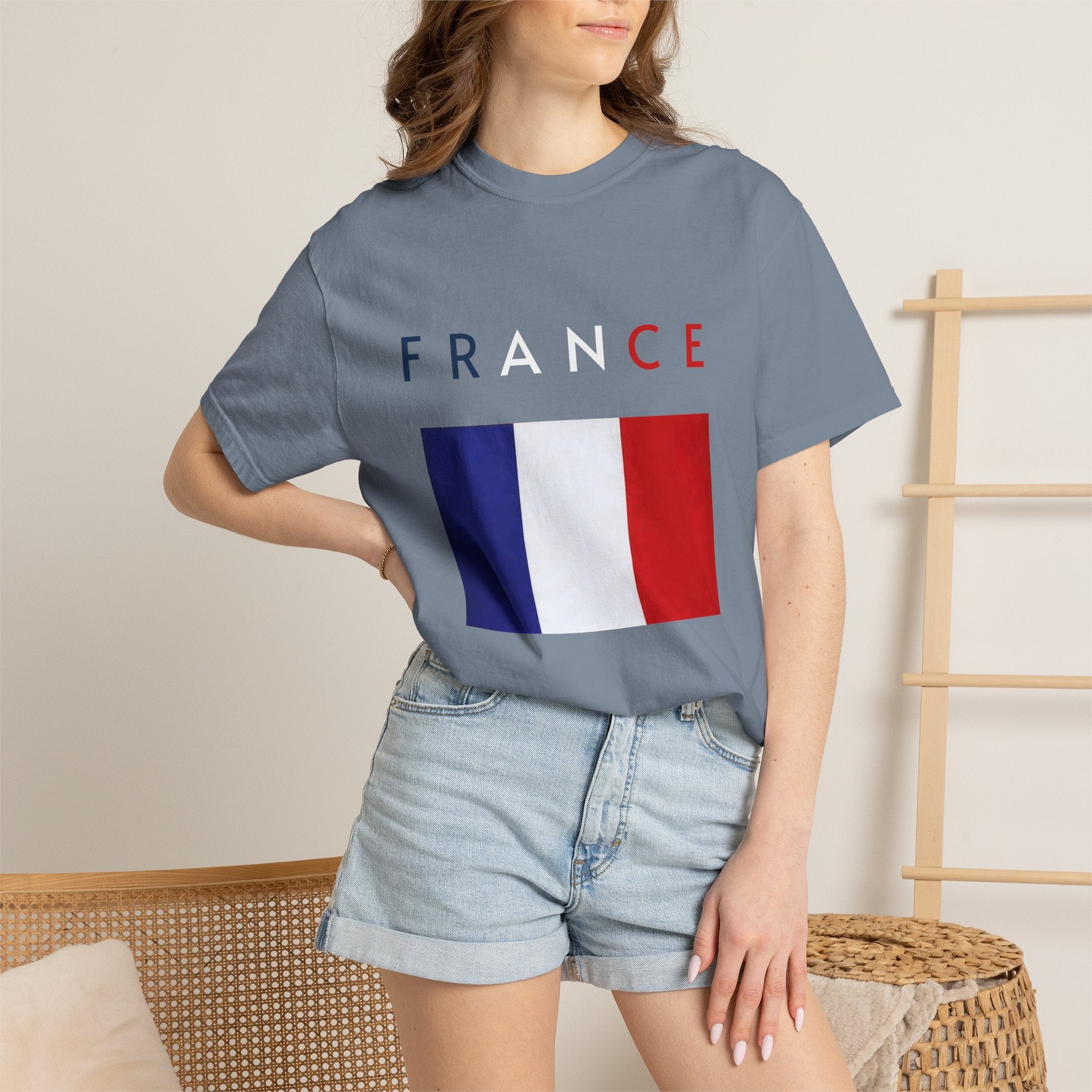 France Flag T-Shirt — Tricolore Map & FR CE Graphic