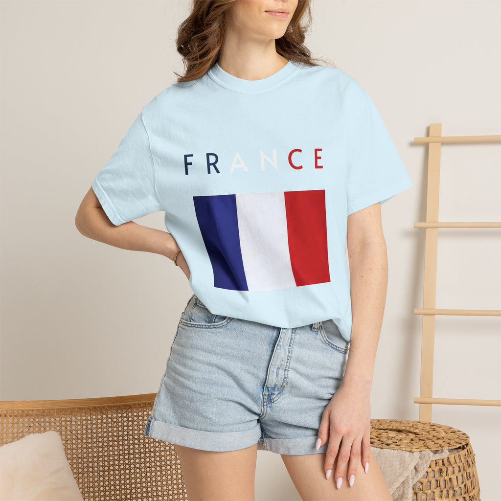 France Flag T-Shirt — Tricolore Map & FR CE Graphic