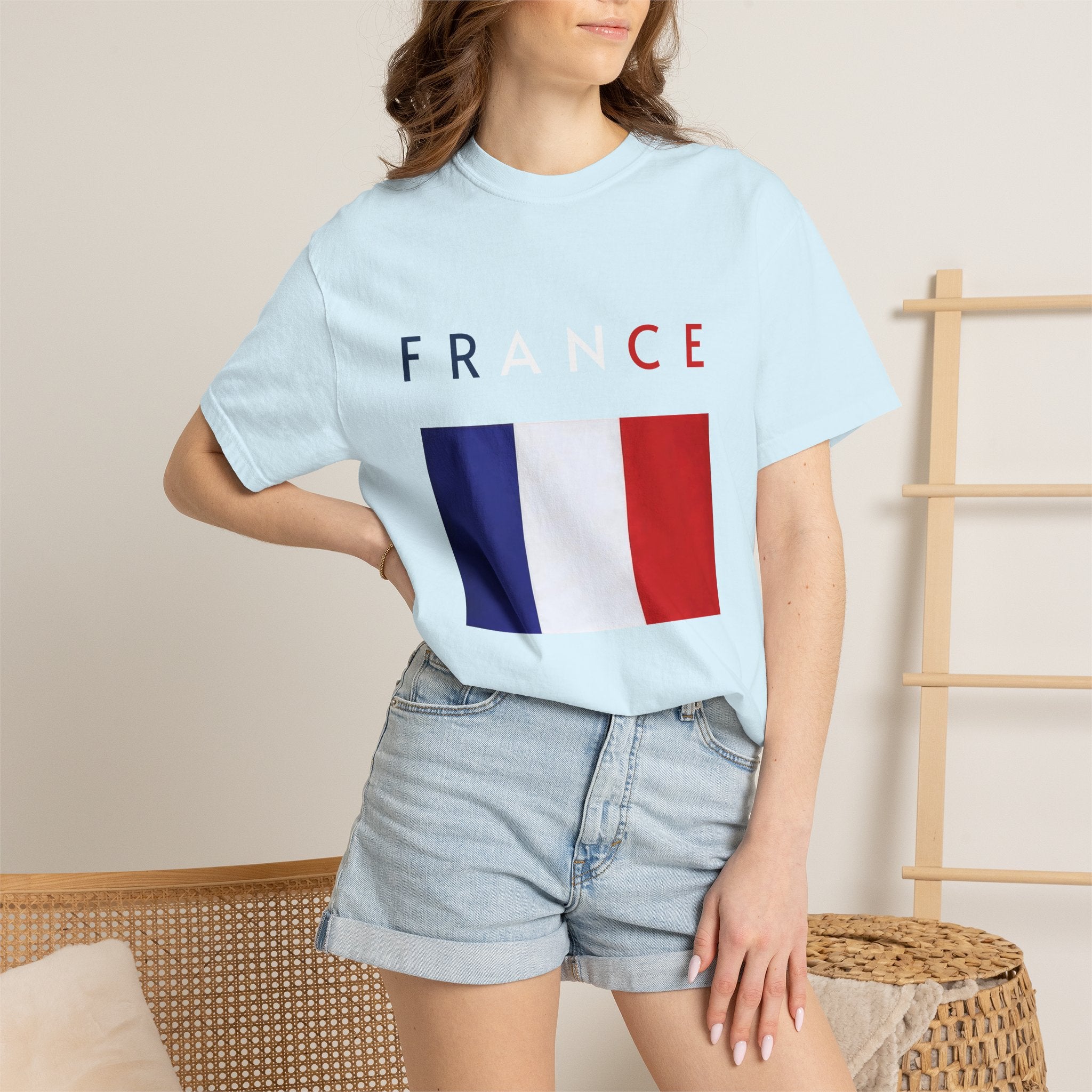 France Flag T-Shirt — Tricolore Map & FR CE Graphic