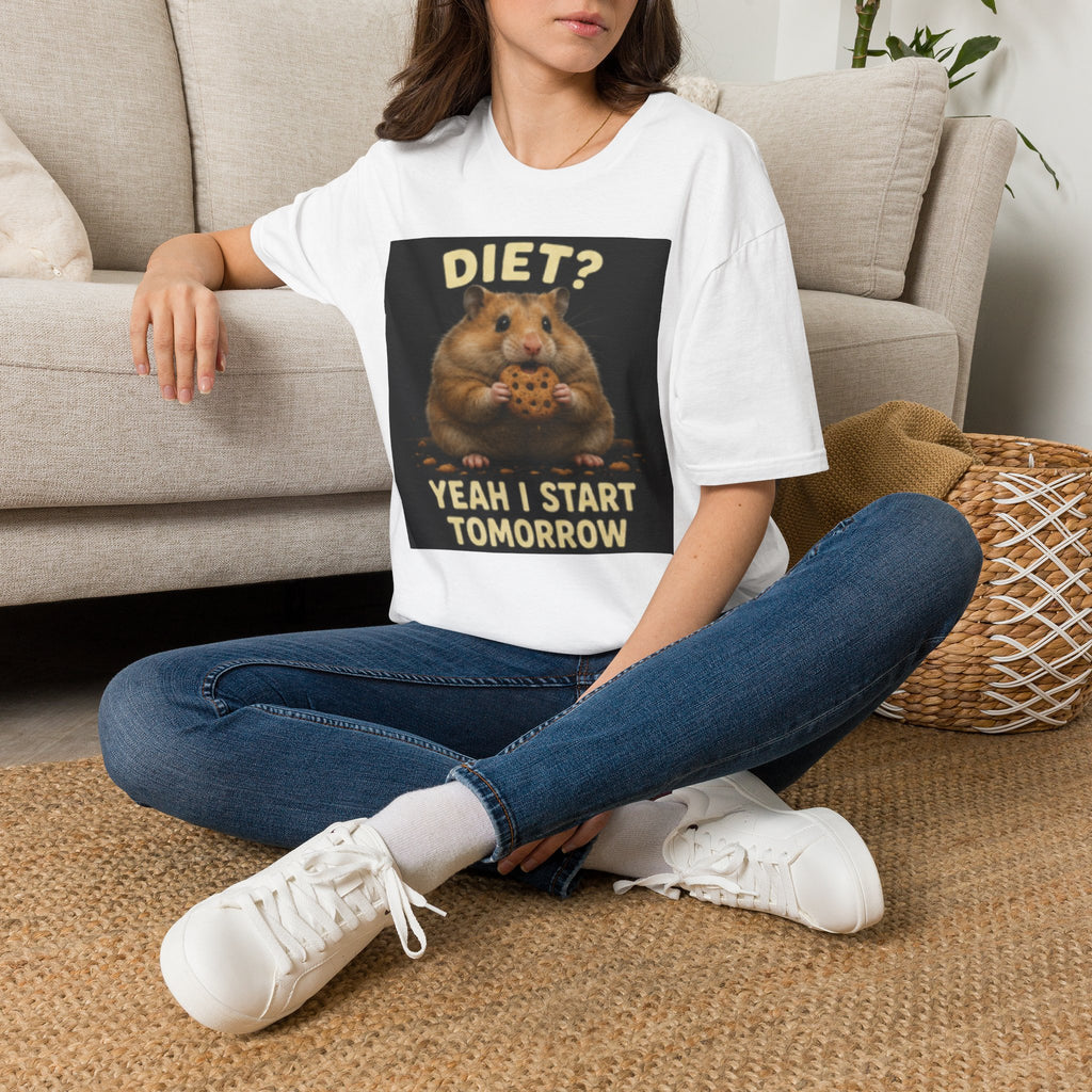 Diet? Yeah I Start Tomorrow T-Shirt — Funny Hamster Cookie Graphic Tee