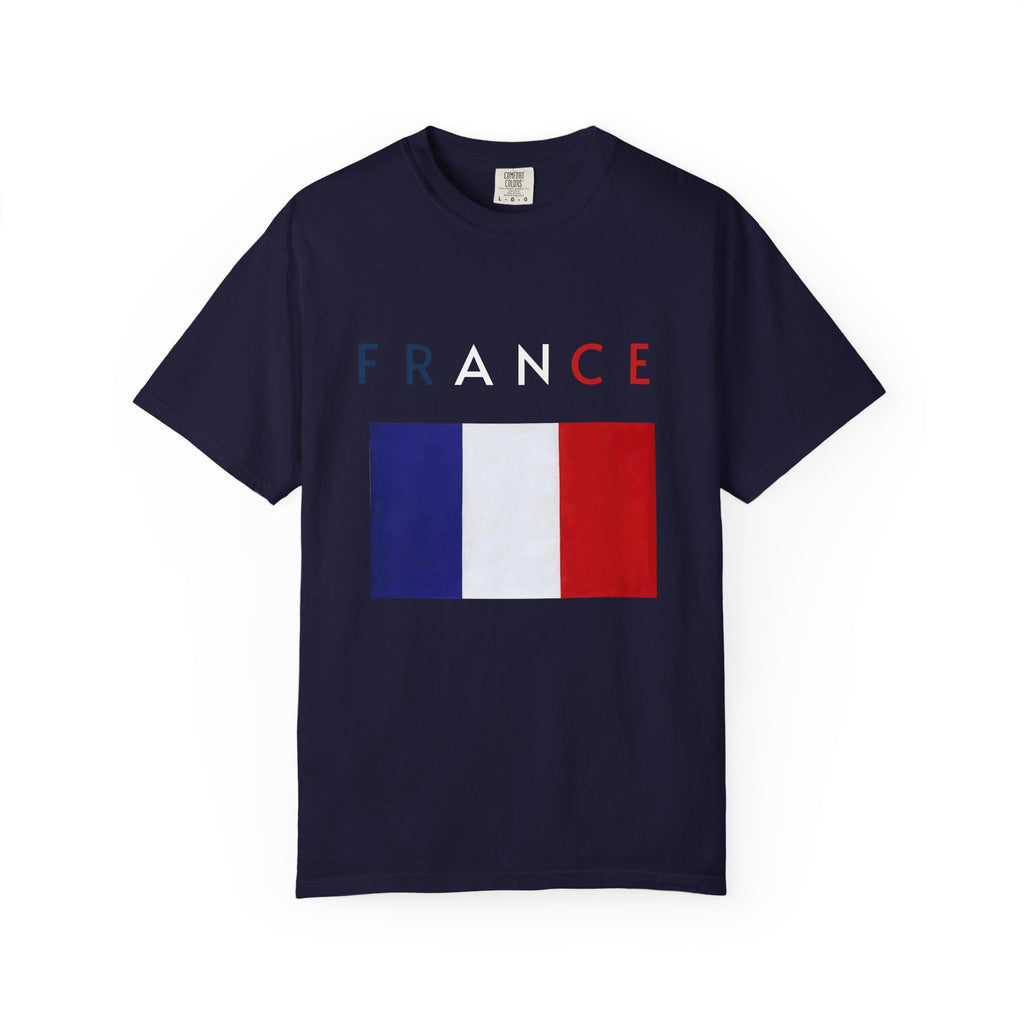 France Flag T-Shirt — Tricolore Map & FR CE Graphic