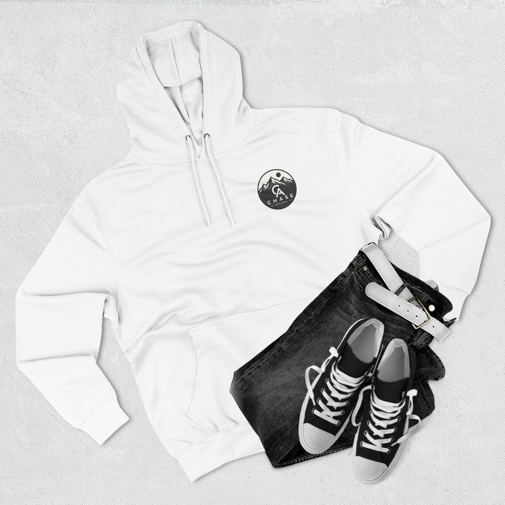 Adventure Mountain Logo Hoodie — Minimal Outdoor Graphic Fleece Pullover