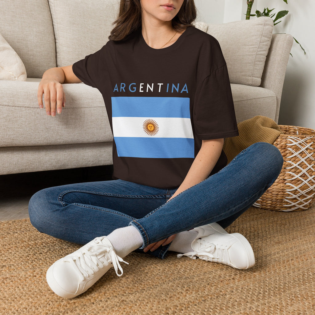 Argentina Flag T-Shirt — Retro Blue White Sun Soccer Fan Tee