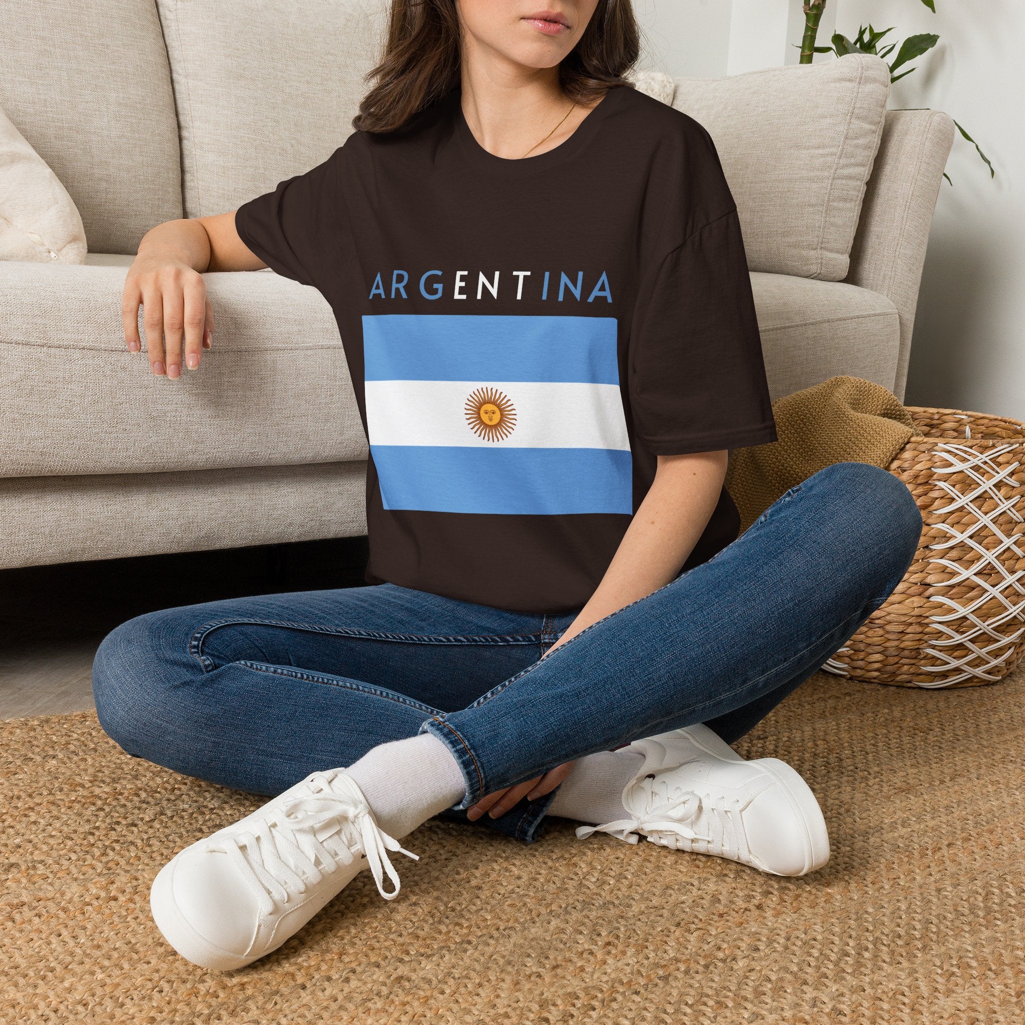 Argentina Flag T-Shirt — Retro Blue White Sun Soccer Fan Tee