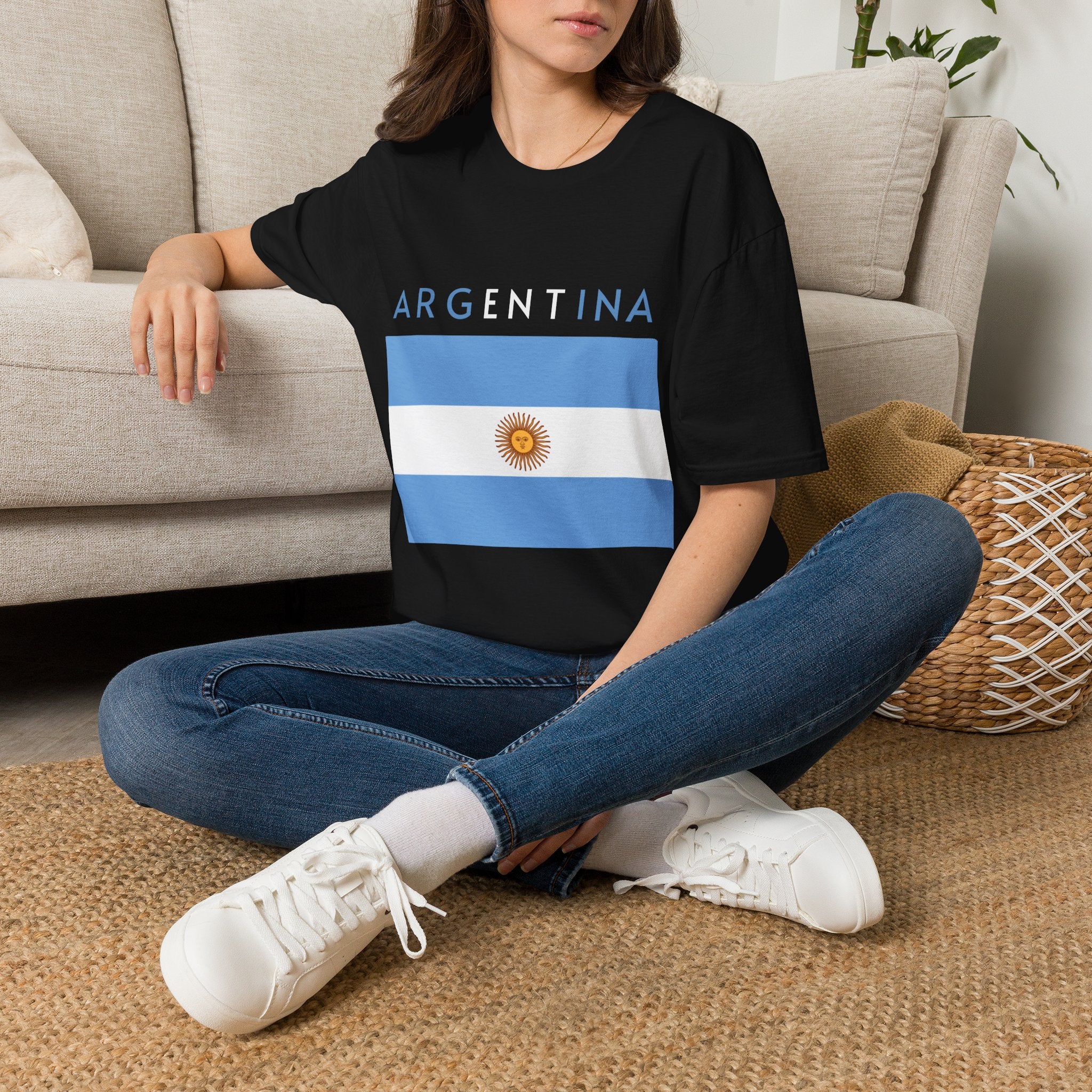 Argentina Flag T-Shirt — Retro Blue White Sun Soccer Fan Tee