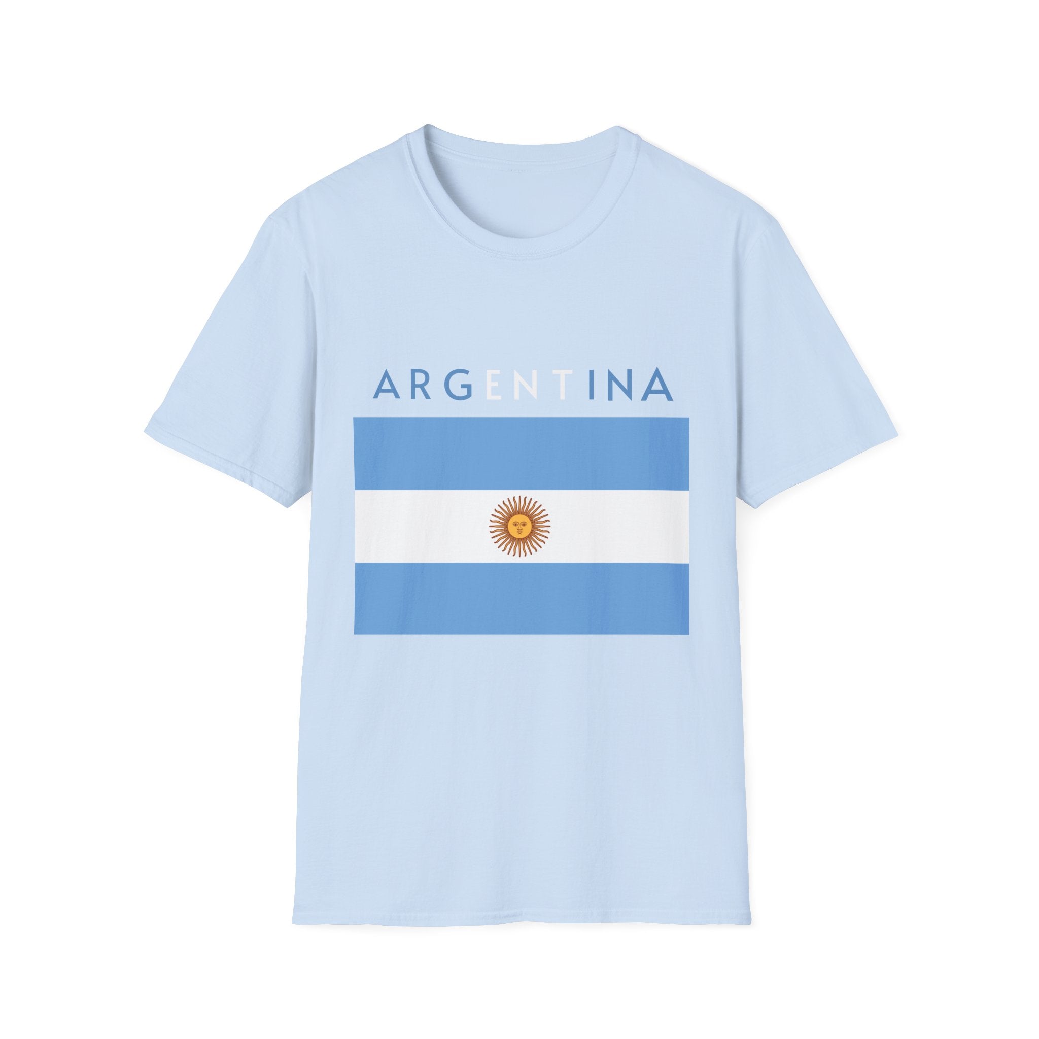 Argentina Flag T-Shirt — Retro Blue White Sun Soccer Fan Tee