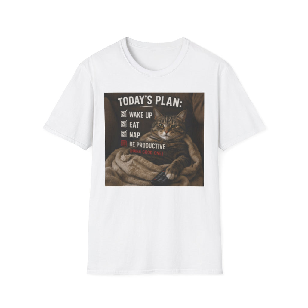 Today's Plan Cat T-Shirt — "Wake Up, Eat, Nap, Be Productive" Funny Cat Tee