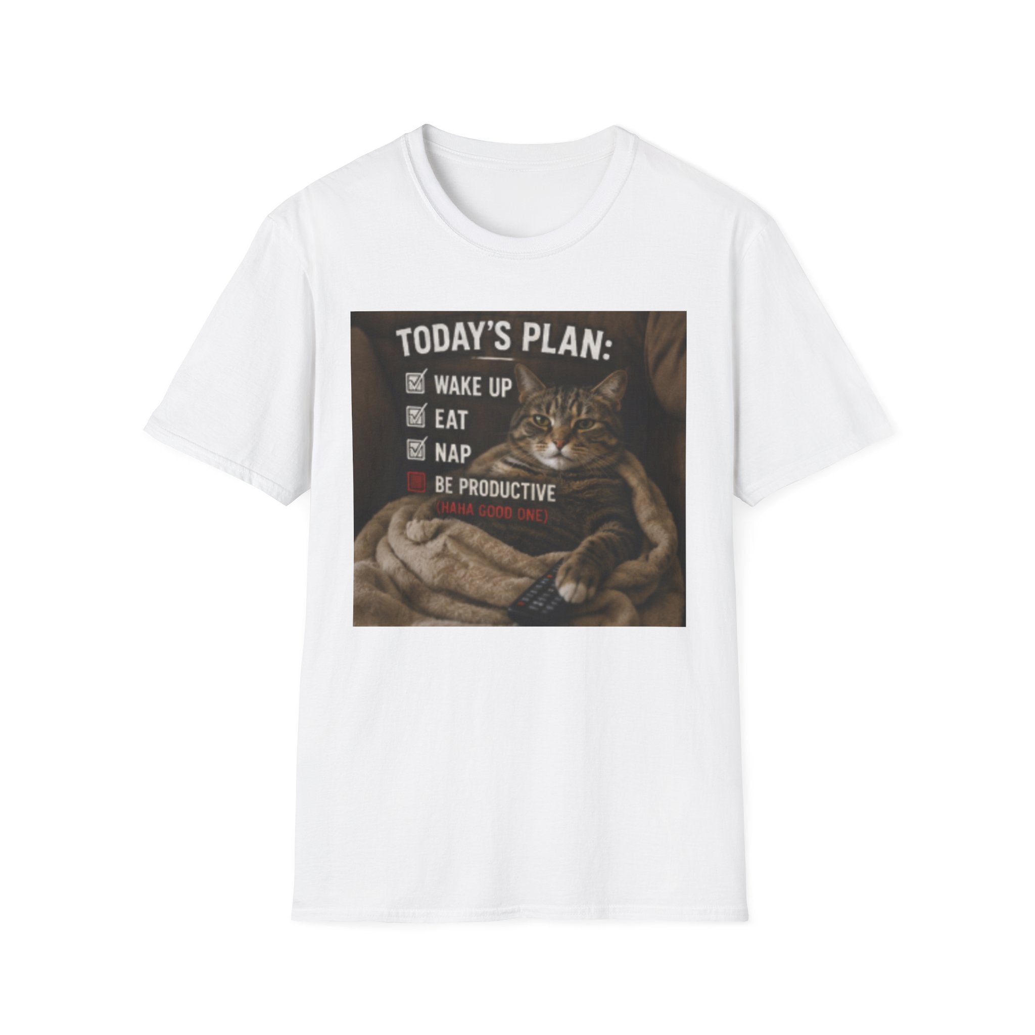 Today's Plan Cat T-Shirt — "Wake Up, Eat, Nap, Be Productive" Funny Cat Tee