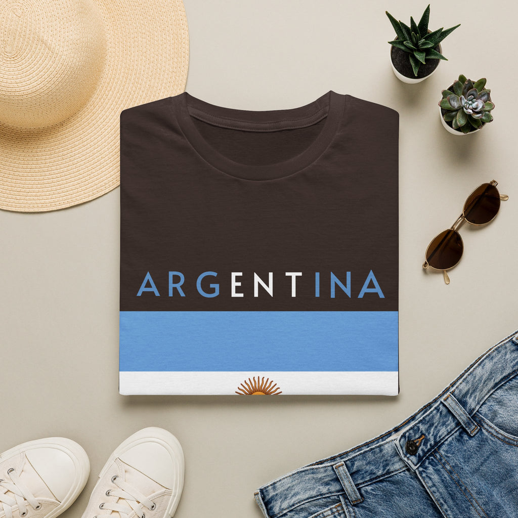Argentina Flag T-Shirt — Retro Blue White Sun Soccer Fan Tee