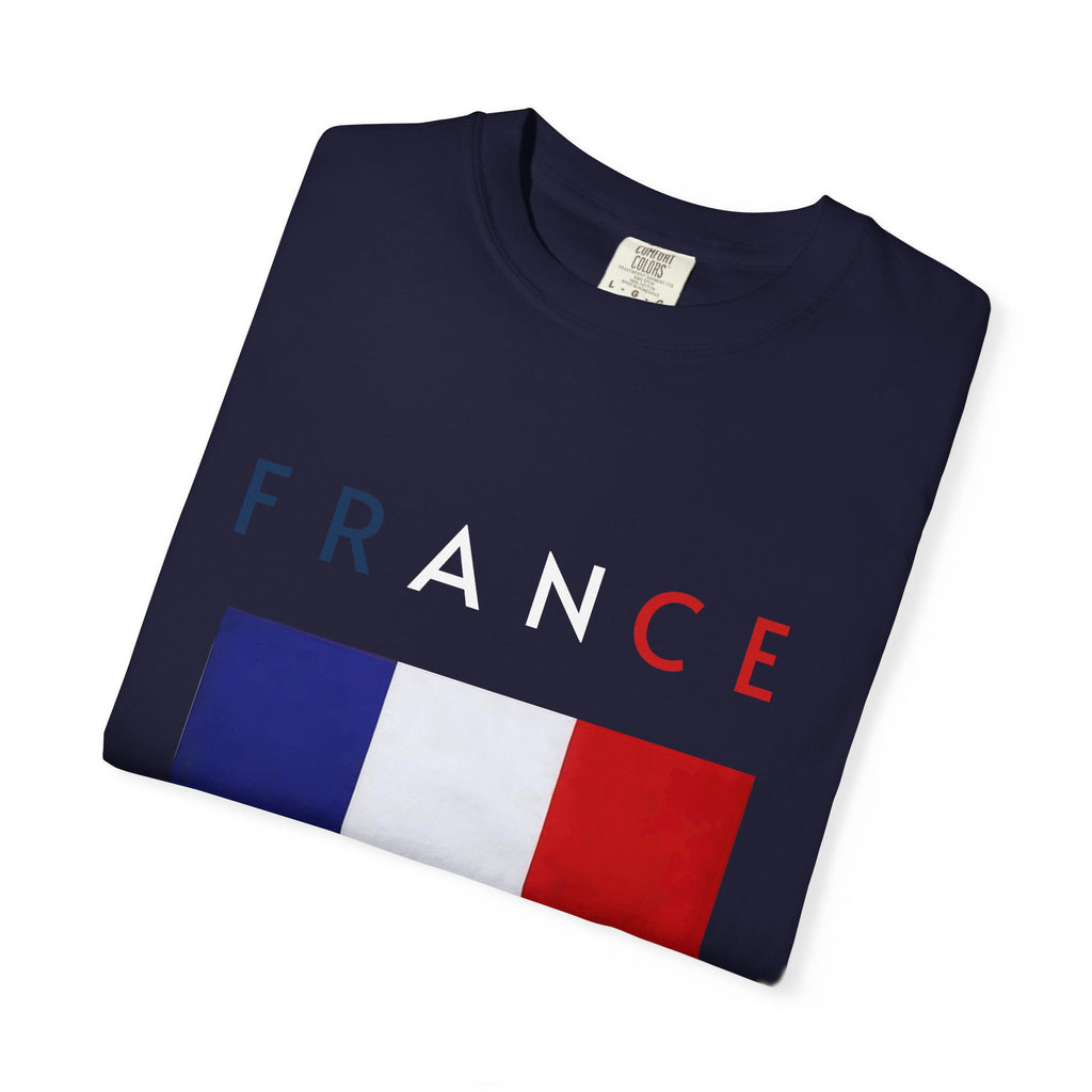 France Flag T-Shirt — Tricolore Map & FR CE Graphic