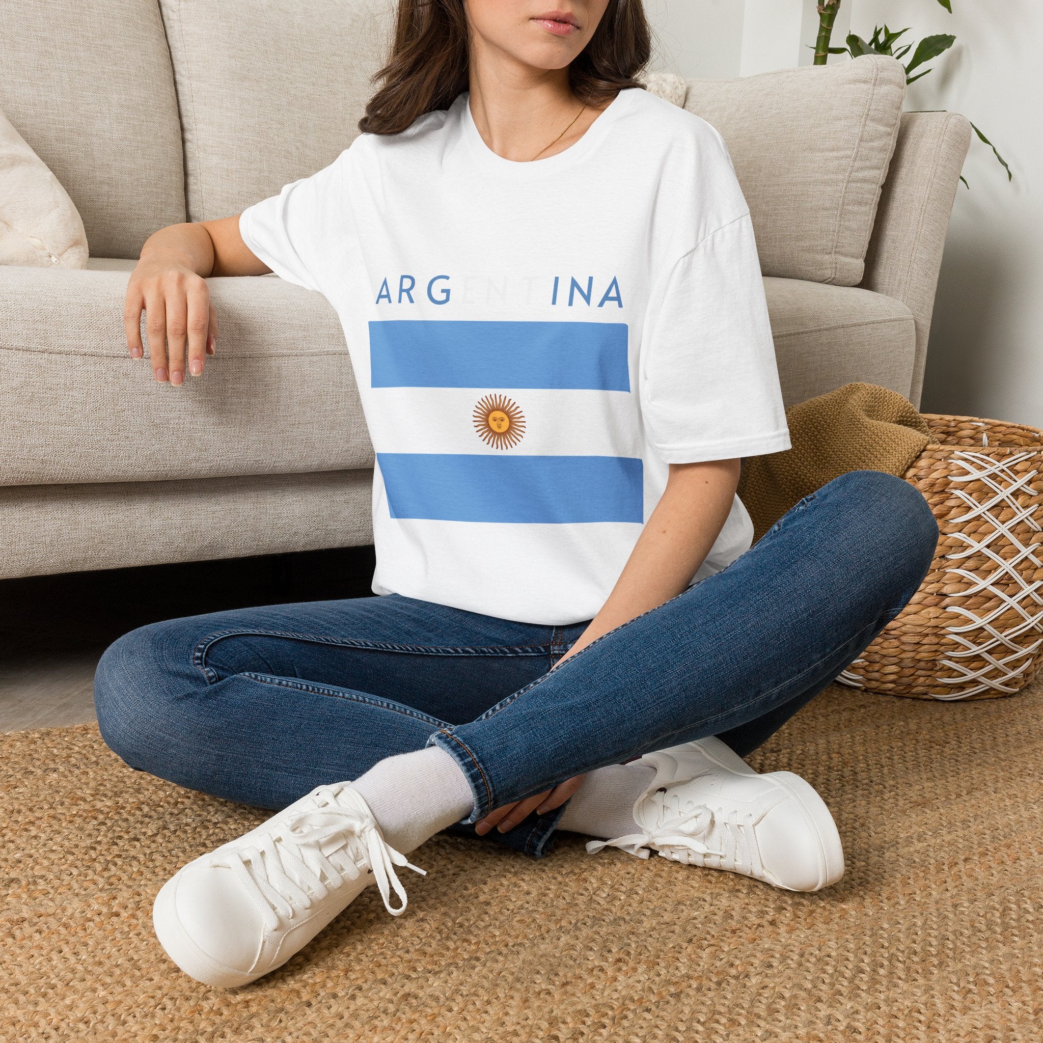Argentina Flag T-Shirt — Retro Blue White Sun Soccer Fan Tee