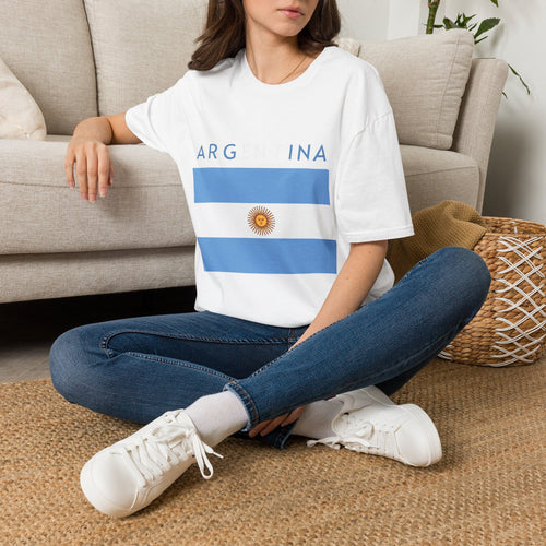 Argentina Flag T-Shirt — Retro Blue White Sun Soccer Fan Tee