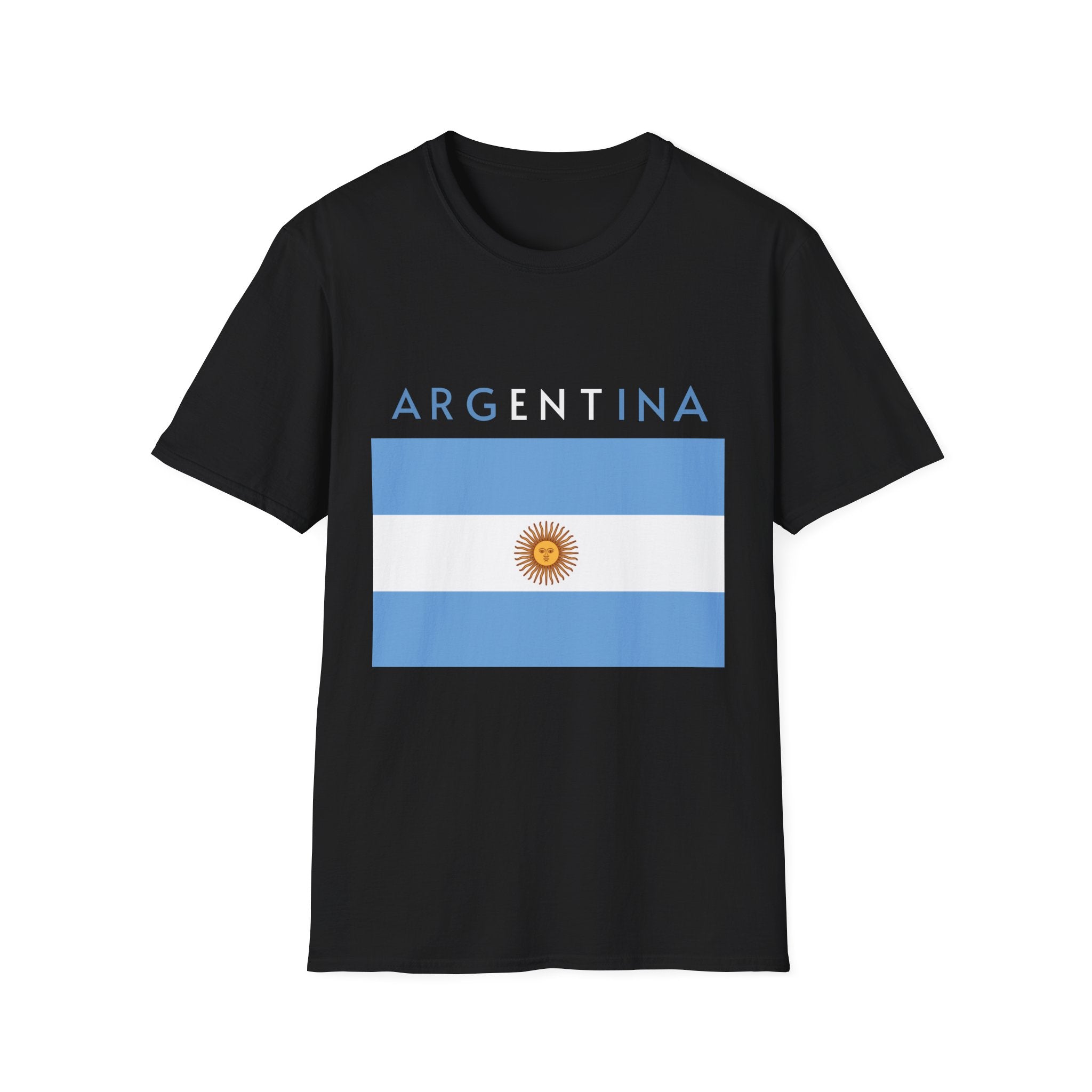 Argentina Flag T-Shirt — Retro Blue White Sun Soccer Fan Tee