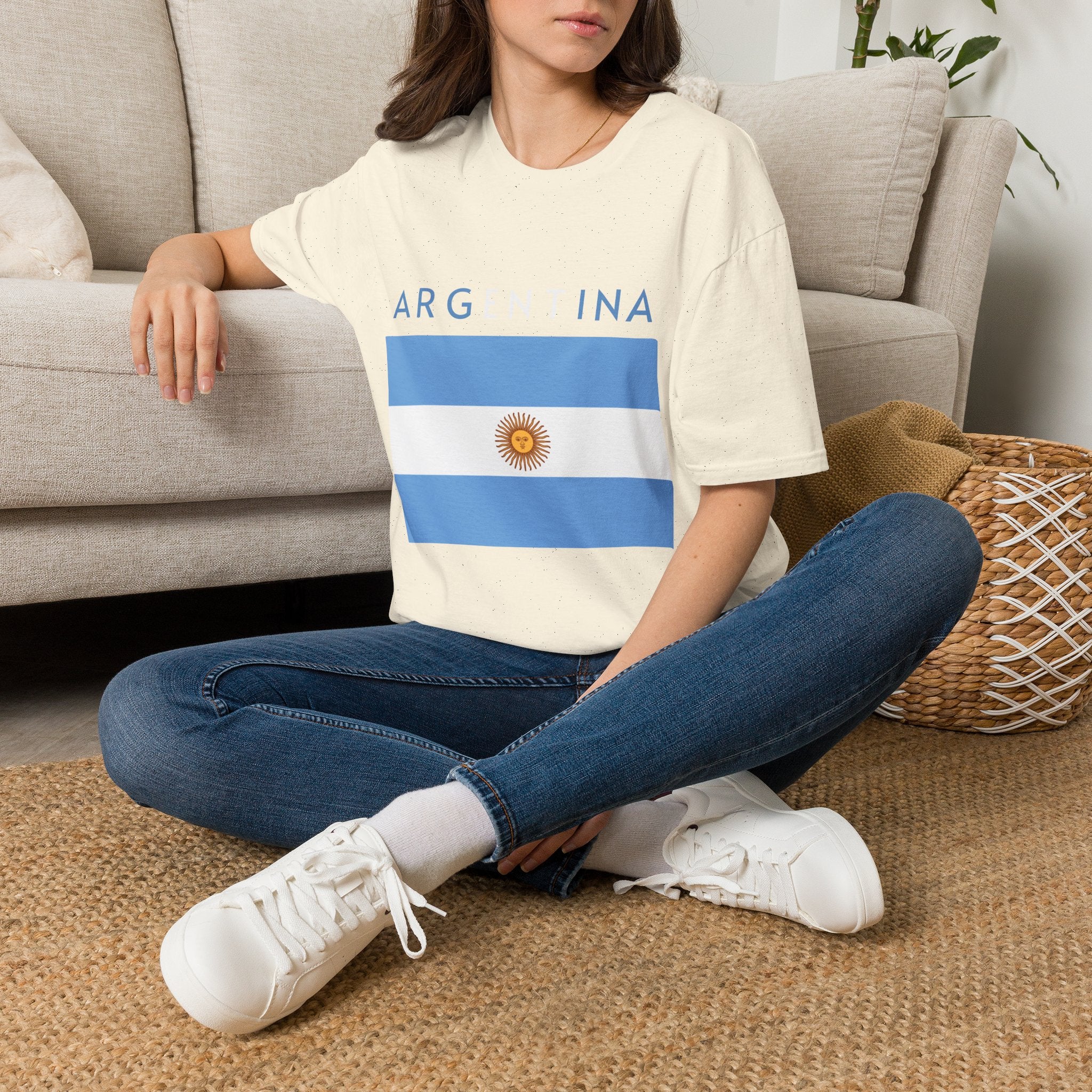 Argentina Flag T-Shirt — Retro Blue White Sun Soccer Fan Tee