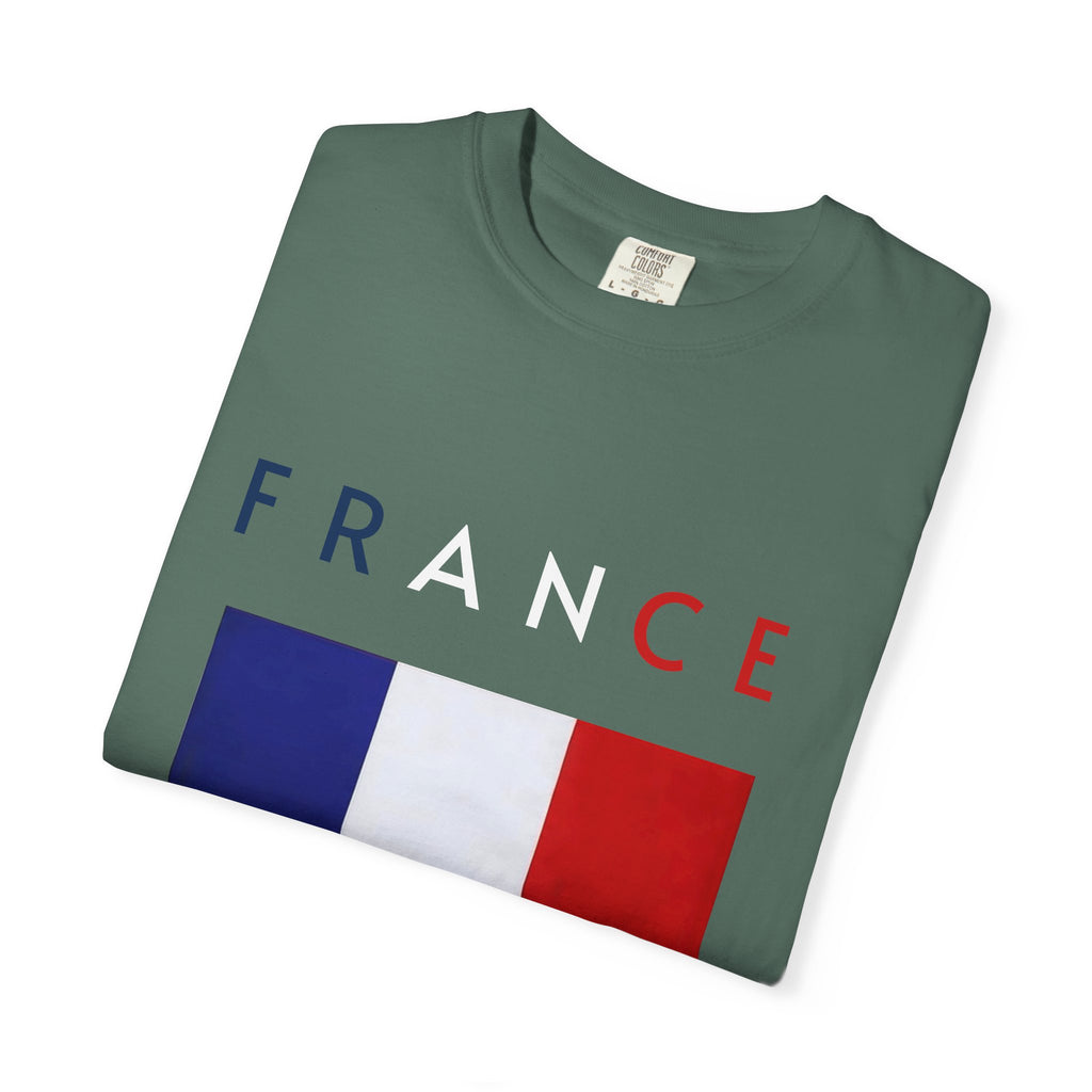 France Flag T-Shirt — Tricolore Map & FR CE Graphic