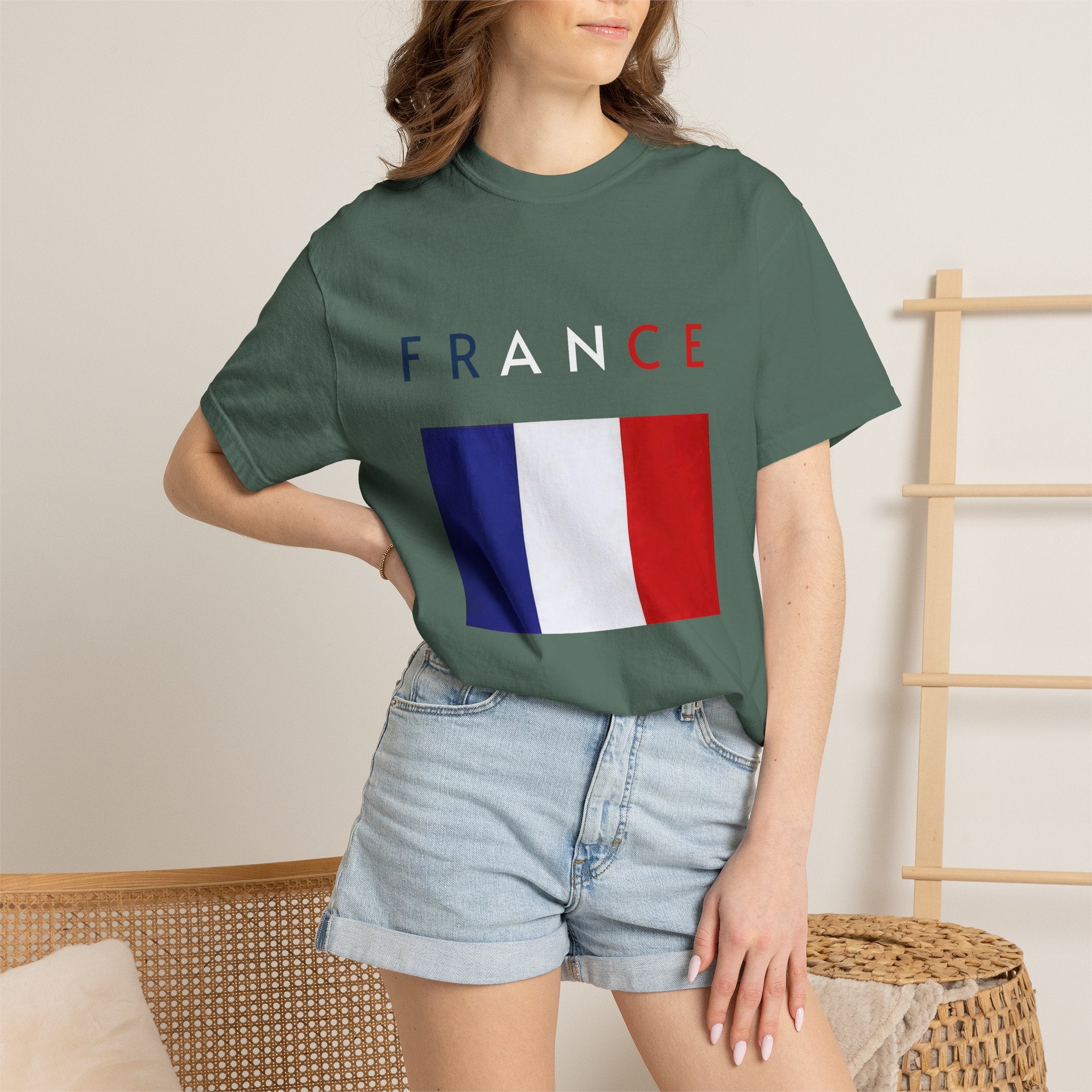 France Flag T-Shirt — Tricolore Map & FR CE Graphic