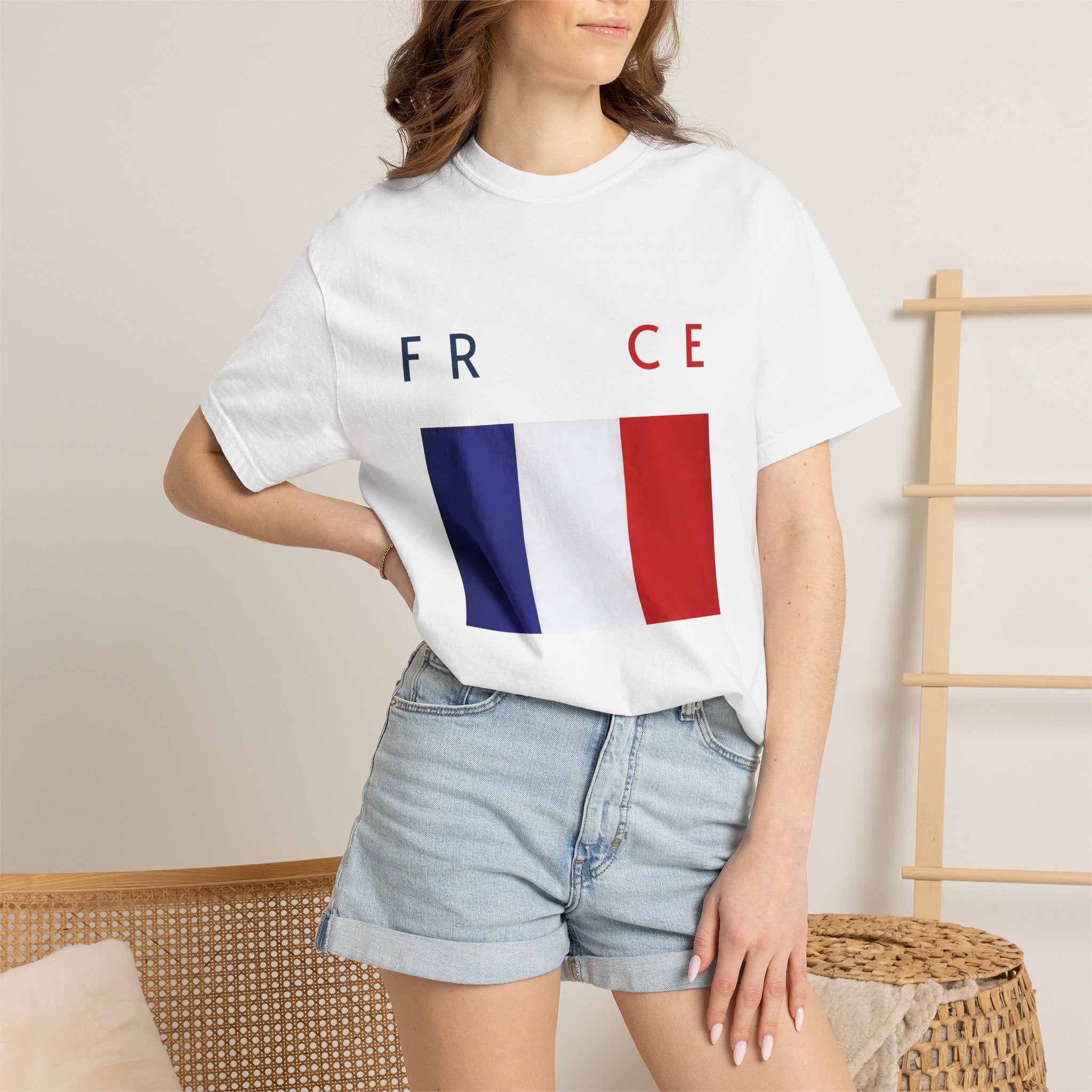 France Flag T-Shirt — Tricolore Map & FR CE Graphic