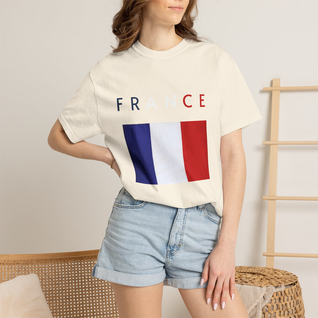 France Flag T-Shirt — Tricolore Map & FR CE Graphic