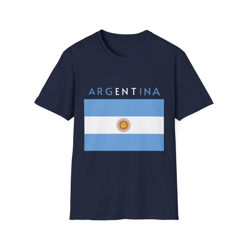 Argentina Flag T-Shirt — Retro Blue White Sun Soccer Fan Tee