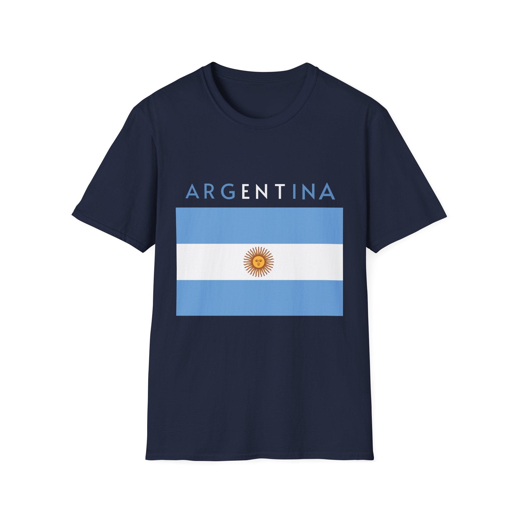 Argentina Flag T-Shirt — Retro Blue White Sun Soccer Fan Tee