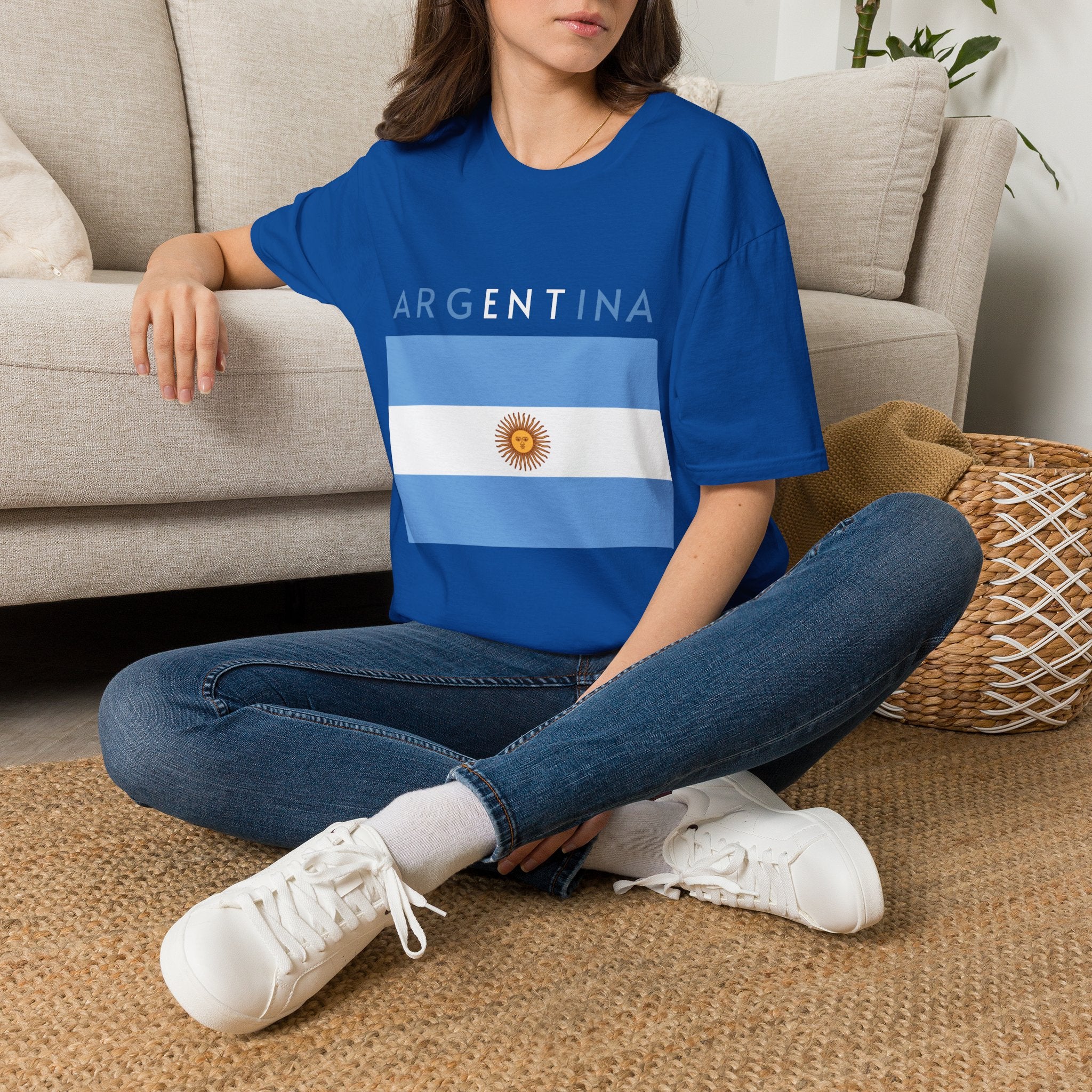 Argentina Flag T-Shirt — Retro Blue White Sun Soccer Fan Tee