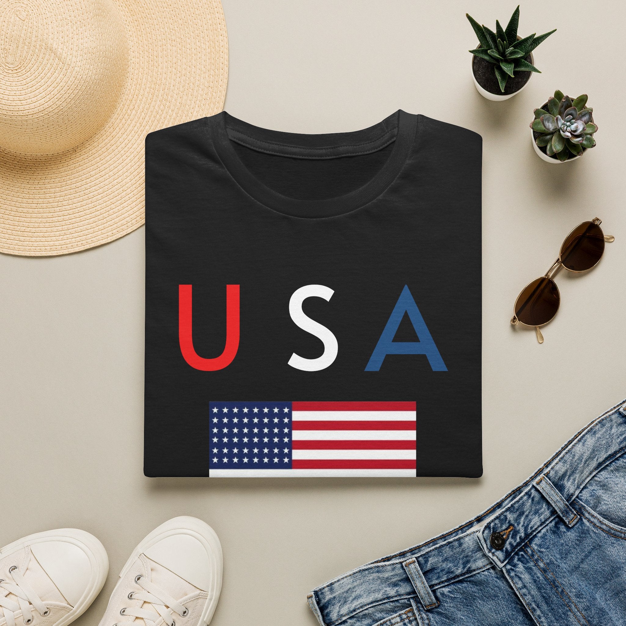 USA Flag Tee — Patriotic U A Graphic T-Shirt