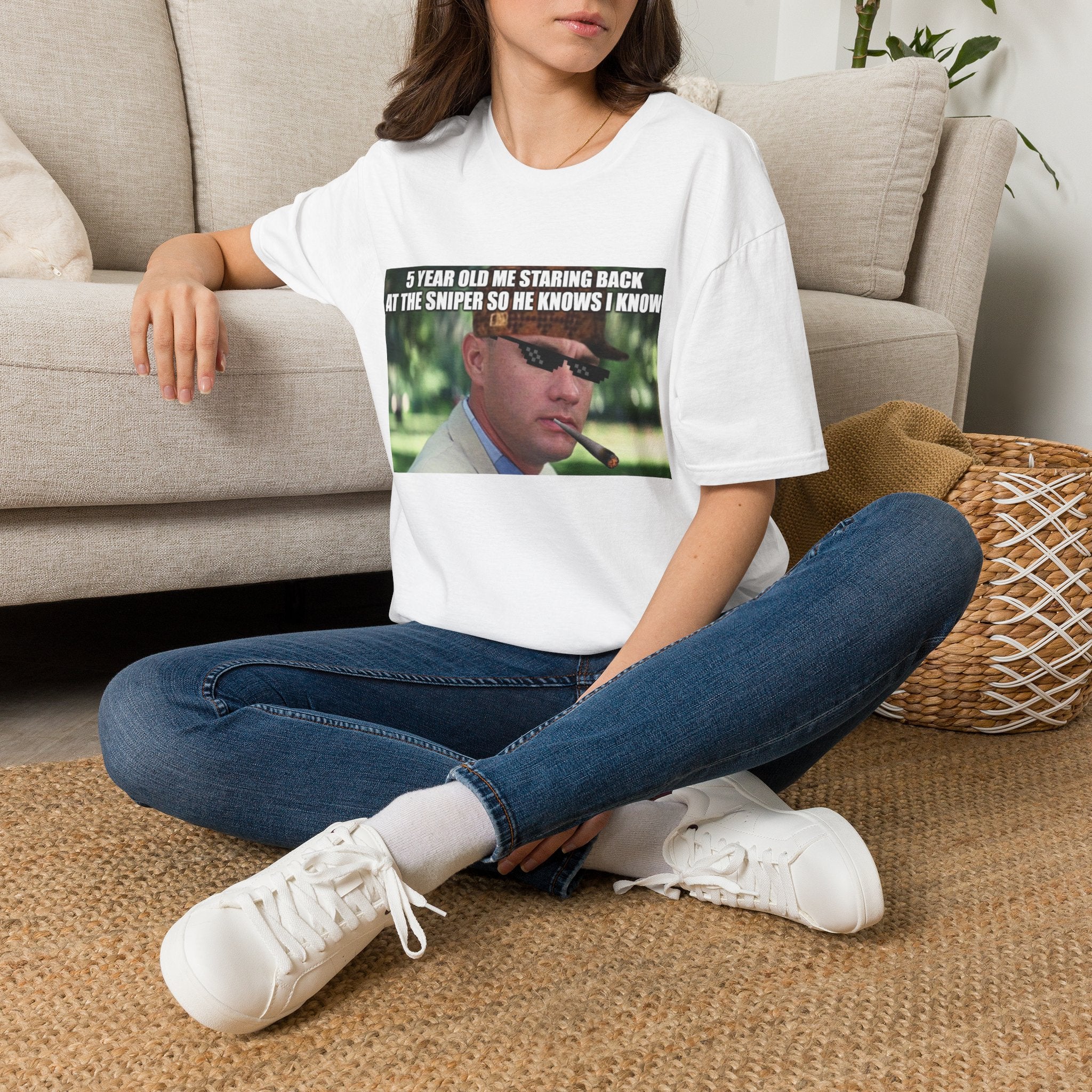 T‑Shirt — '5 Year Old Me Staring Back at the Sniper' Meme Tee