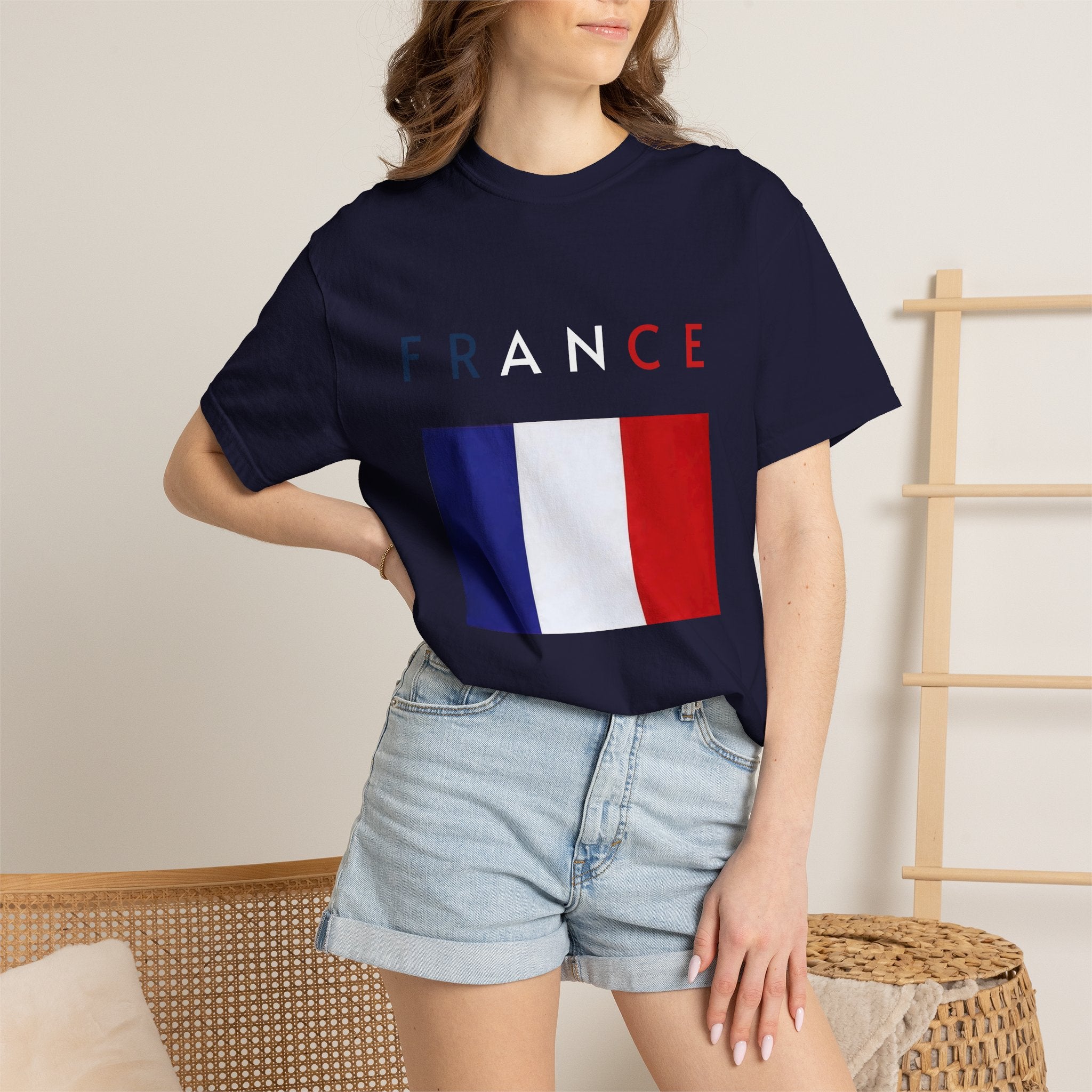 France Flag T-Shirt — Tricolore Map & FR CE Graphic