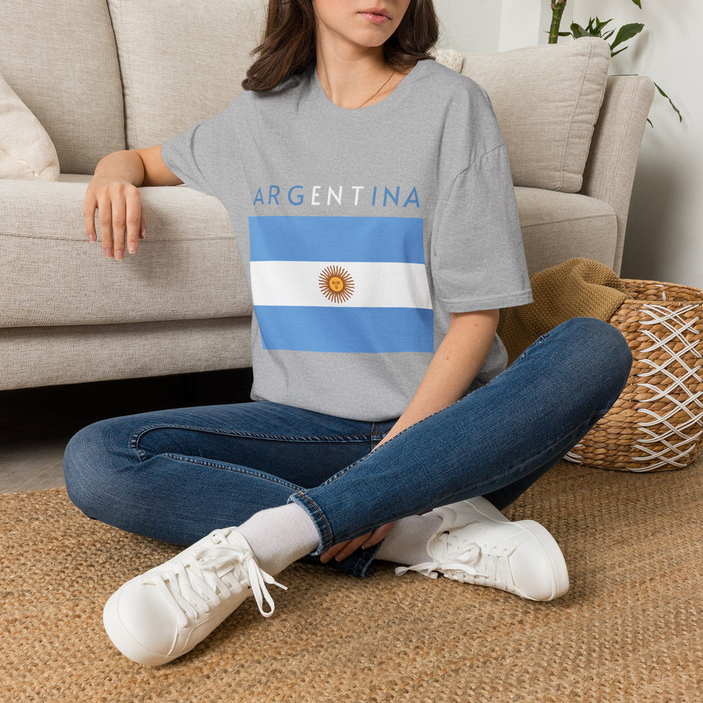 Argentina Flag T-Shirt — Retro Blue White Sun Soccer Fan Tee