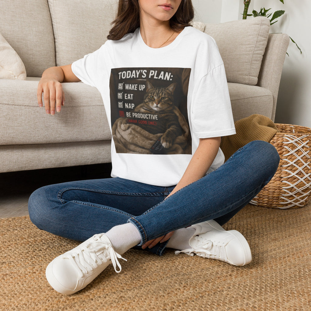 Today's Plan Cat T-Shirt — "Wake Up, Eat, Nap, Be Productive" Funny Cat Tee