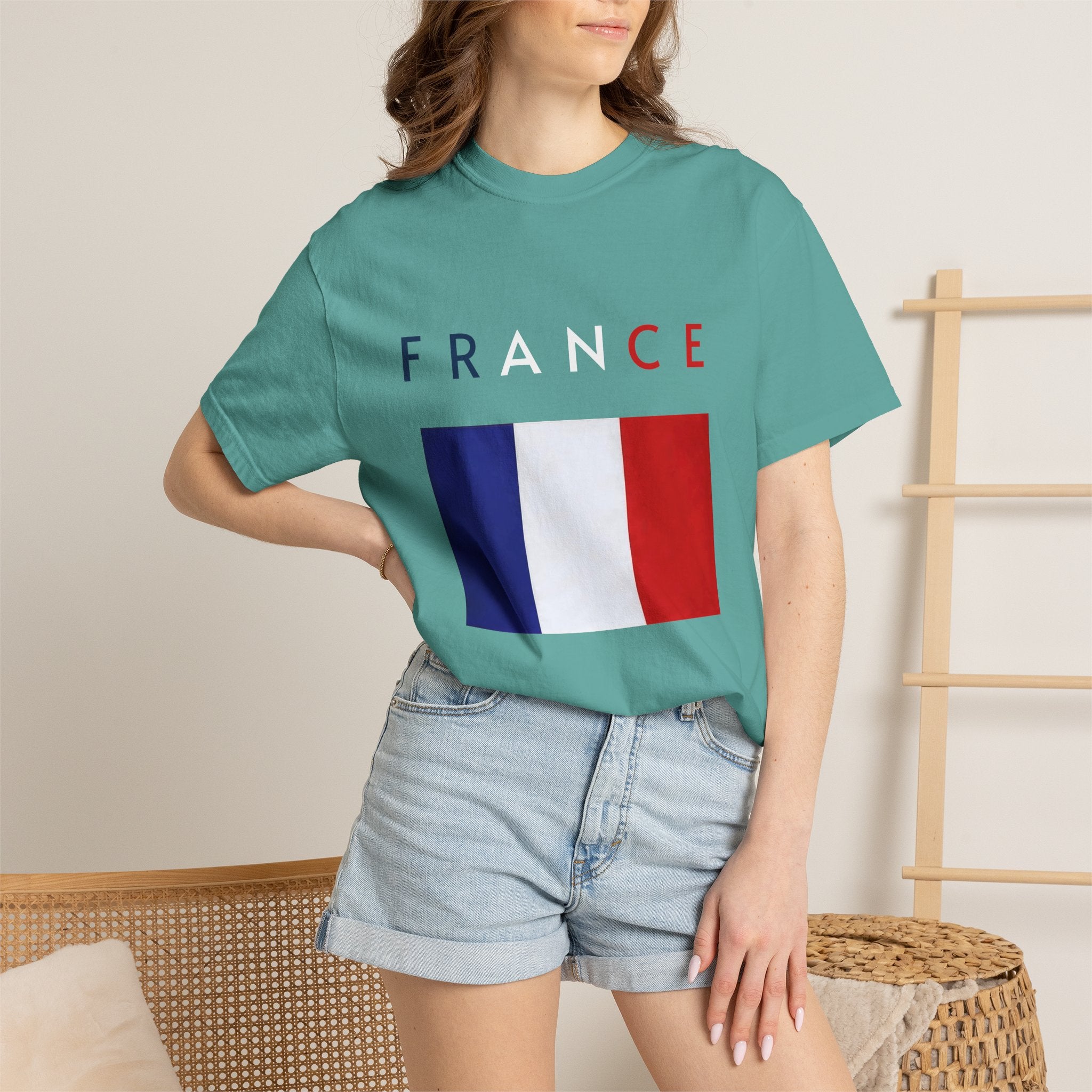 France Flag T-Shirt — Tricolore Map & FR CE Graphic
