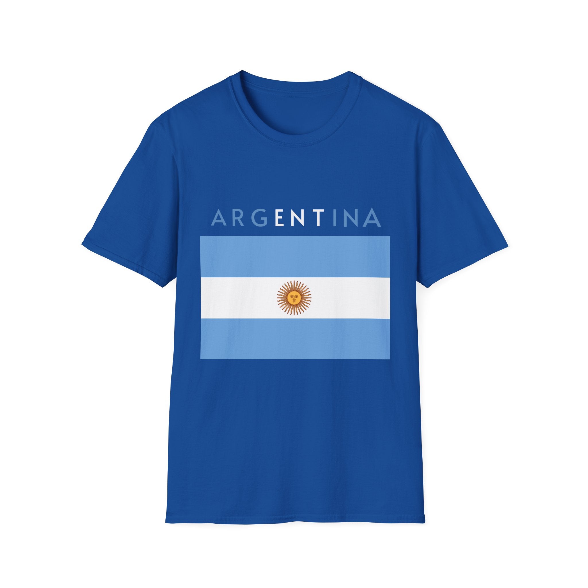 Argentina Flag T-Shirt — Retro Blue White Sun Soccer Fan Tee