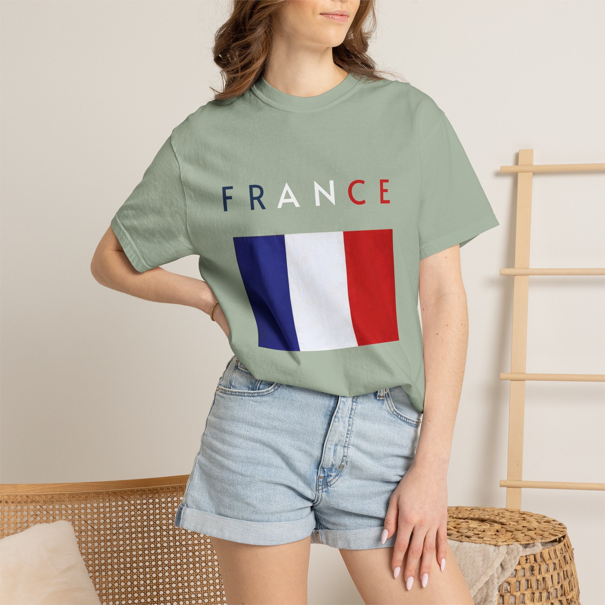 France Flag T-Shirt — Tricolore Map & FR CE Graphic