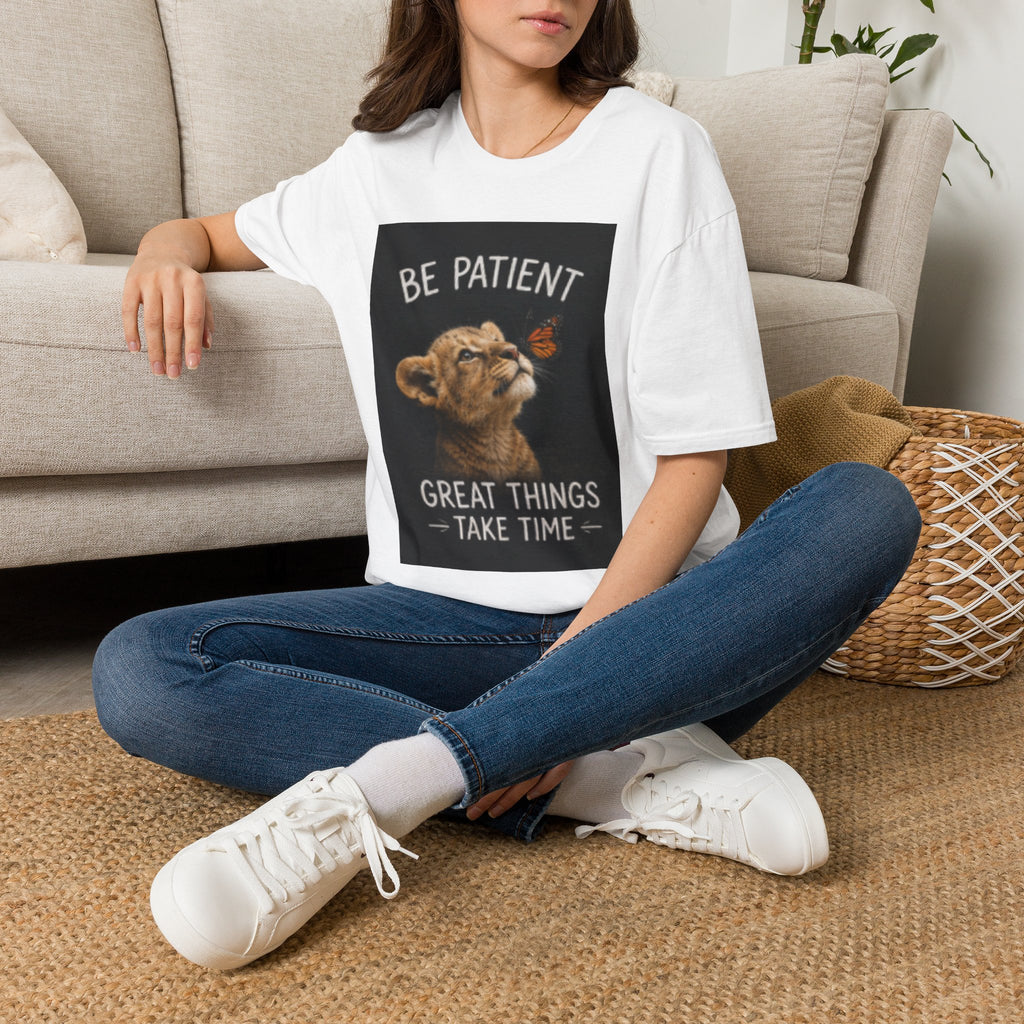 Be Patient Lion Cub T-Shirt — "Great Things Take Time" Inspirational Tee