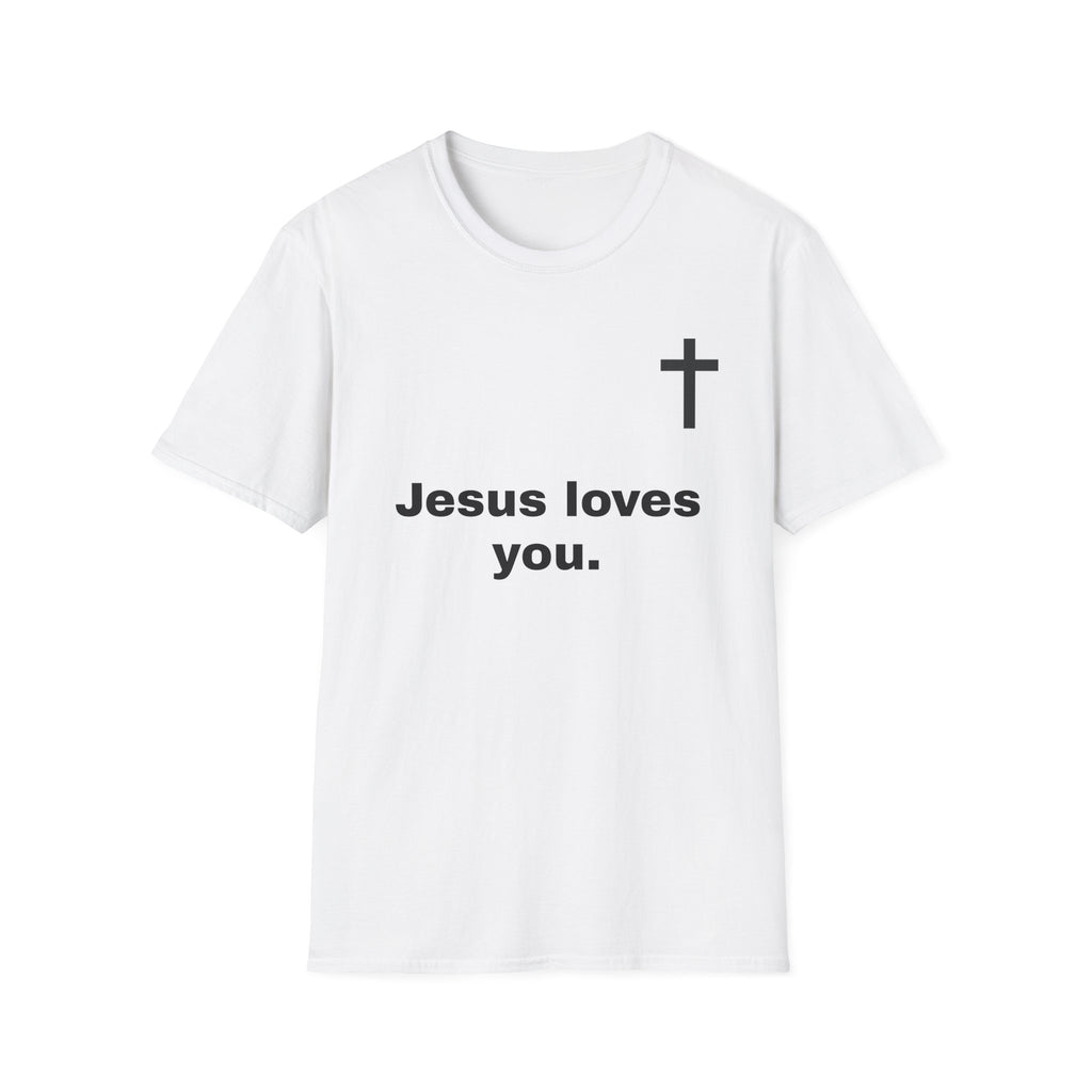 Christian T-Shirt — "Jesus loves you." Inspirational Cross Tee
