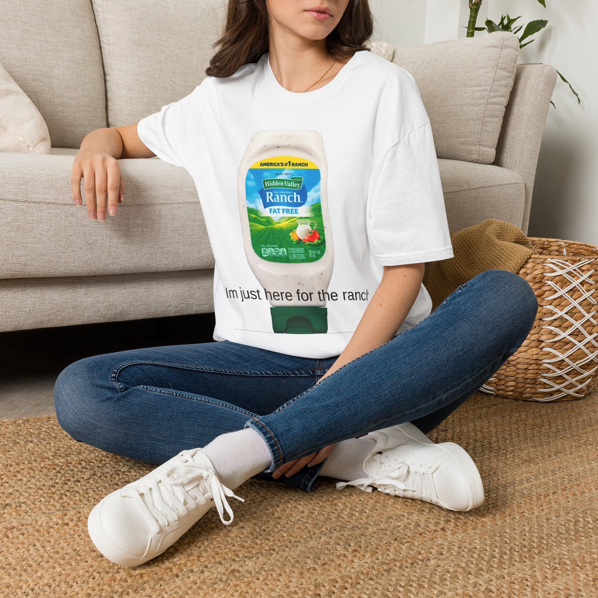 Ranch Bottle T-Shirt — "I'm Just Here for the Ranch" Graphic Tee