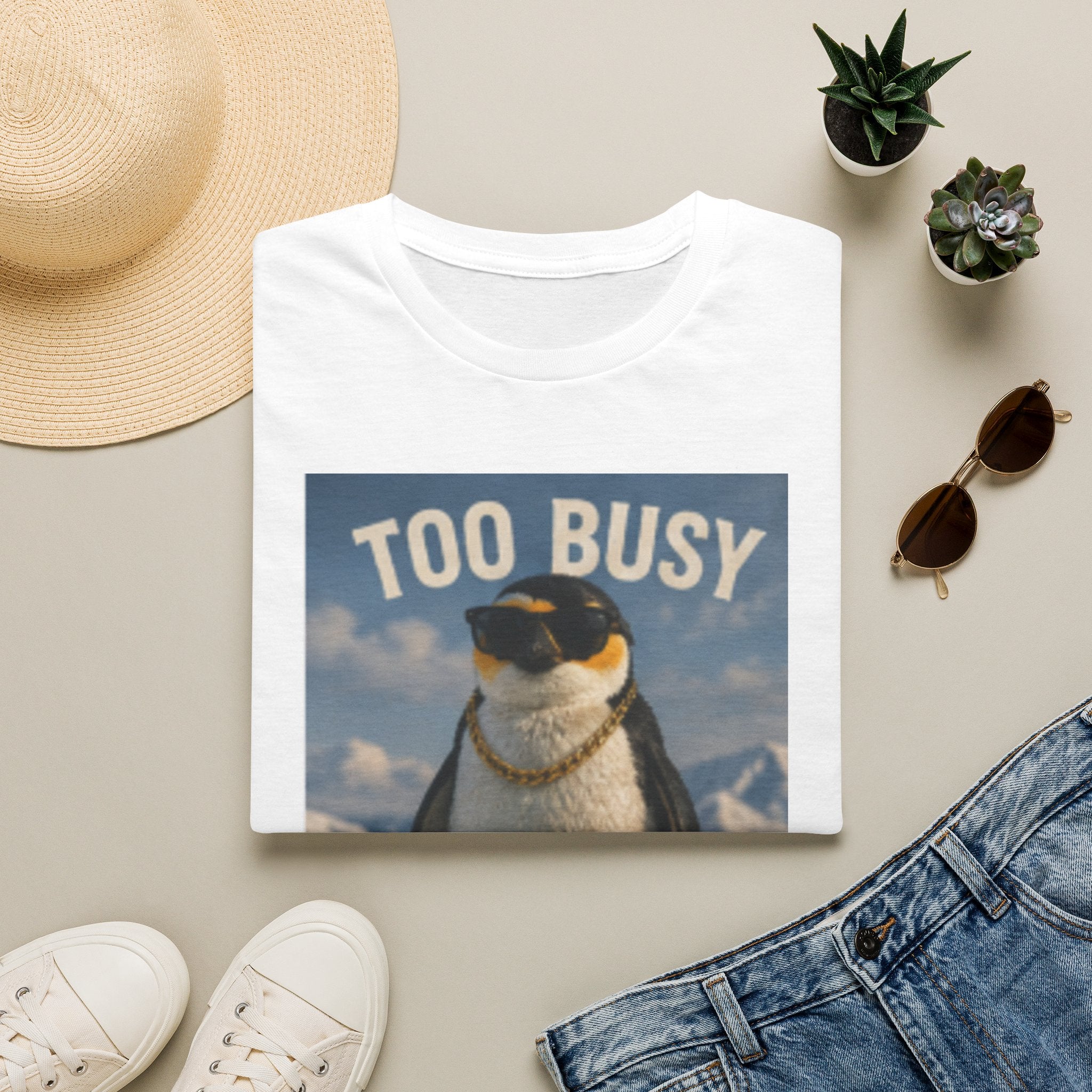 Too Busy Being Awesome T-Shirt — Funny Penguin Graphic Tee