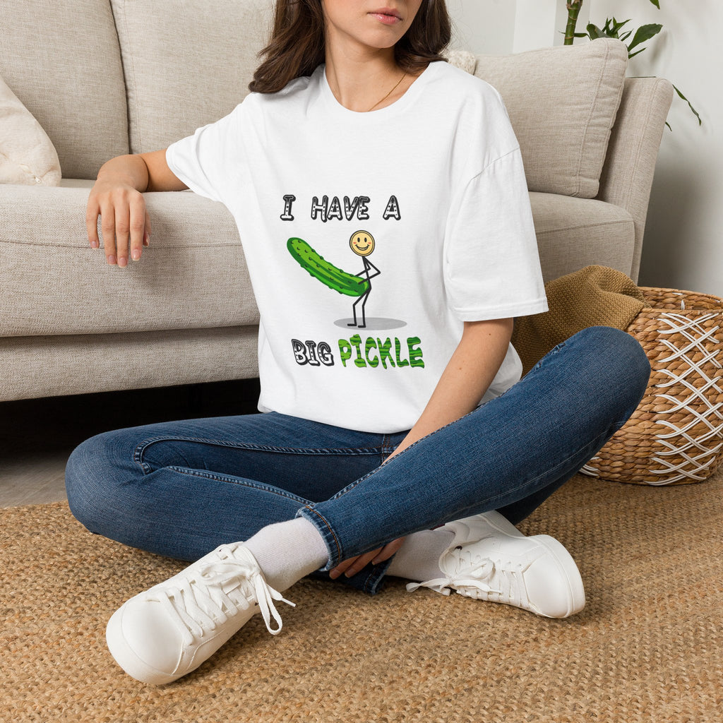 Funny “I Have A Big Pickle” T-Shirt — Cute Stick Figure Gag Tee